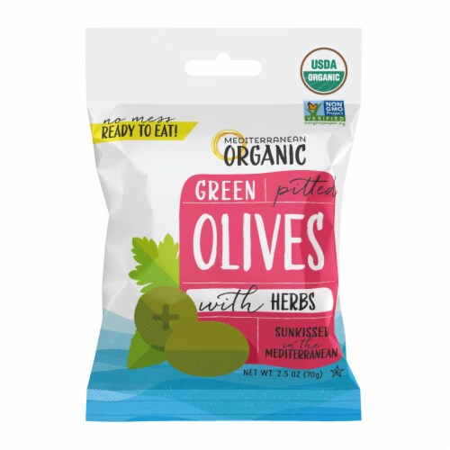 Mediterranean Organic Green Pitted Olives with Herbs 2.5oz