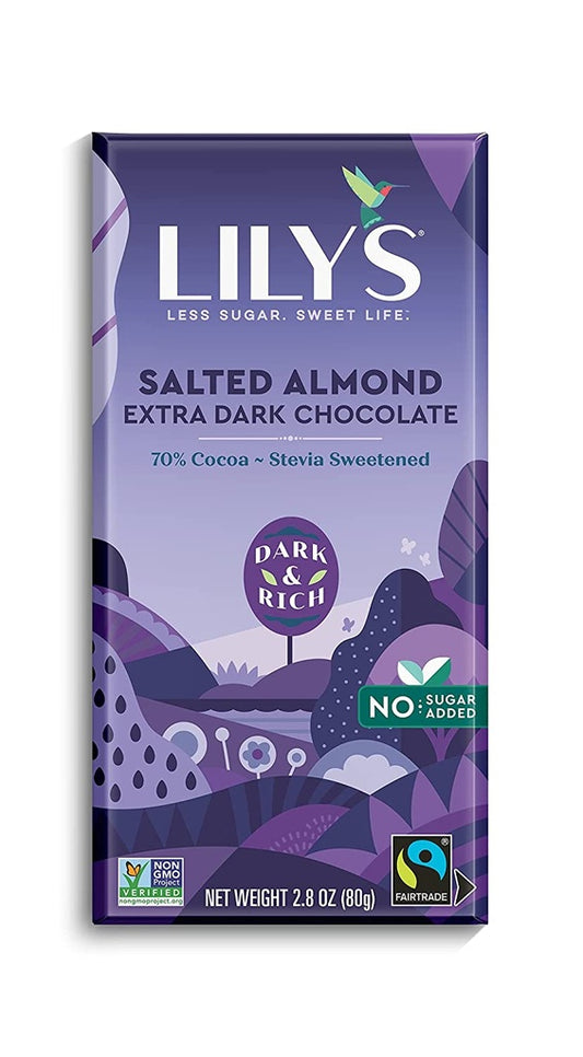 Lily's Sweets Bar Chocolate Dark Almond Breeze 70% 2.8oz