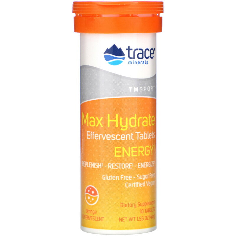 Trace Minerals Max-Hydrate Energy, Orange 10 c