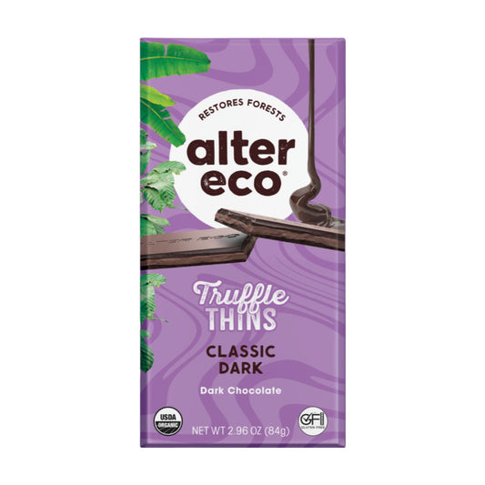 Alter Eco Classic Dark Truffle Thins Dark Chocolate Bar 3oz