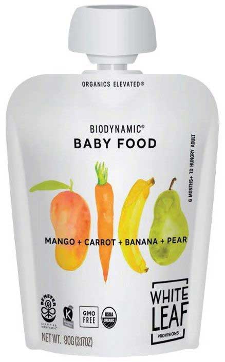 White Leaf Provisions Organic Biodynamic Baby Food - Mango + Banana + Carrot + Pear, 3.17oz