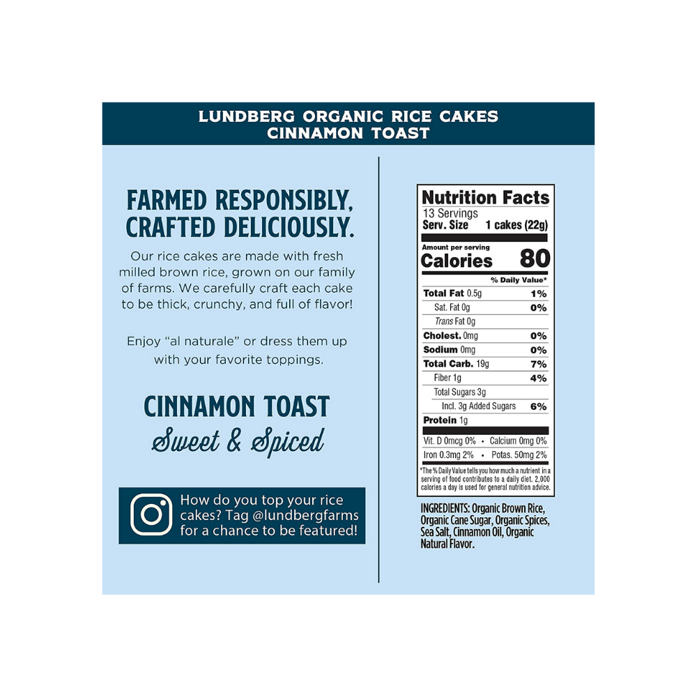 Lundberg Farms Organic Cinnamon Toast Rice Cakes 9.5oz